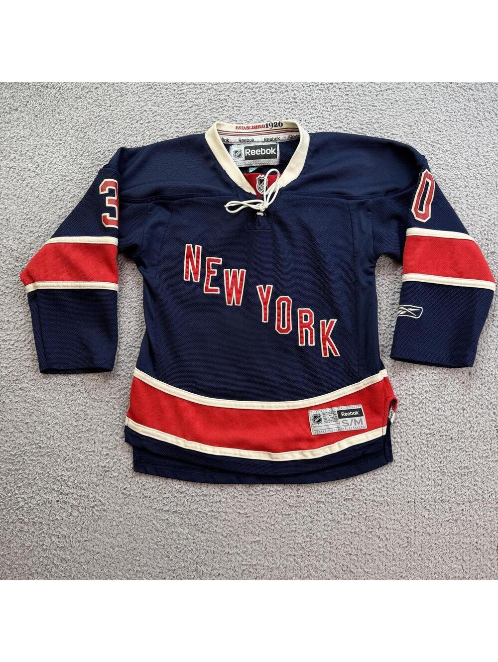 Reebok New York Rangers Henrik Lundqvist #30 Stitched Hockey Jersey Youth S/M